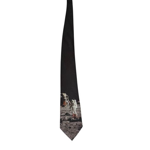 Lunar Landing Space Astronaut Moon Novelty Necktie Polyester Three Rooker - Picture 3 of 8